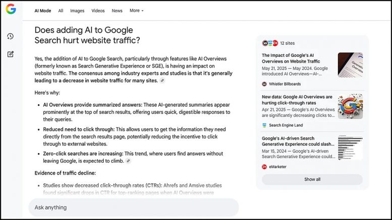 Разрушит ли Интернет использование сводок от ИИ в поисковике Google? (Часть первая)